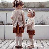 Knee High Lace Trim Socks - Linen