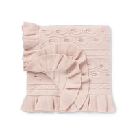 Blush Ruffle Cable Knit Blanket