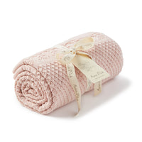 Aster & Oak Organic Cotton Baby Girls Pink Heirloom Knit Blanket