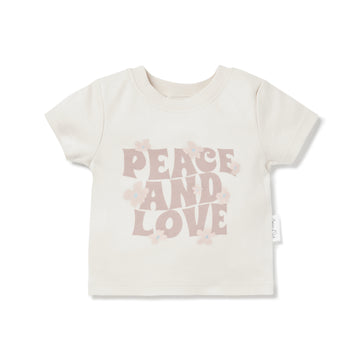 Peace and love baby girls Tee Neutral Baby T-Shirt Top