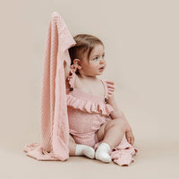 100% Organic Cotton Girls Pink Heirloom Knit Blanket