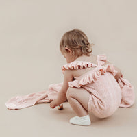 100% Organic Cotton Girls Pink Heirloom Knit Blanket