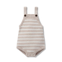 Oat Fleck Stripe Knit Baby Romper Gender Neutral Knitted