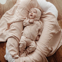 Aster & Oak Organic Heirloom Knitted 4 Piece Baby Gift Set Pink