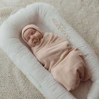 Aster & Oak Organic Heirloom Knitted 4 Piece Baby Gift Set Pink