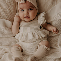 Knee High Lace Trim Socks - Linen Condor Spain Aster & Oak Organic Cotton Baby & Kids Ethical Socks