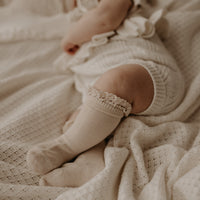 Aster & Oak Knee High Lace Trim Socks - Linen Condor Pretty
