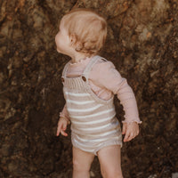 Oat Fleck Stripe Knit Baby Romper Gender Neutral Knitted