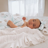 Snow White Girls Ruffle Knit Blanket Heirloom Baby Leaf