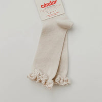 Knee High Lace Trim Socks - Linen Condor Spain Aster & Oak Organic Cotton Australia