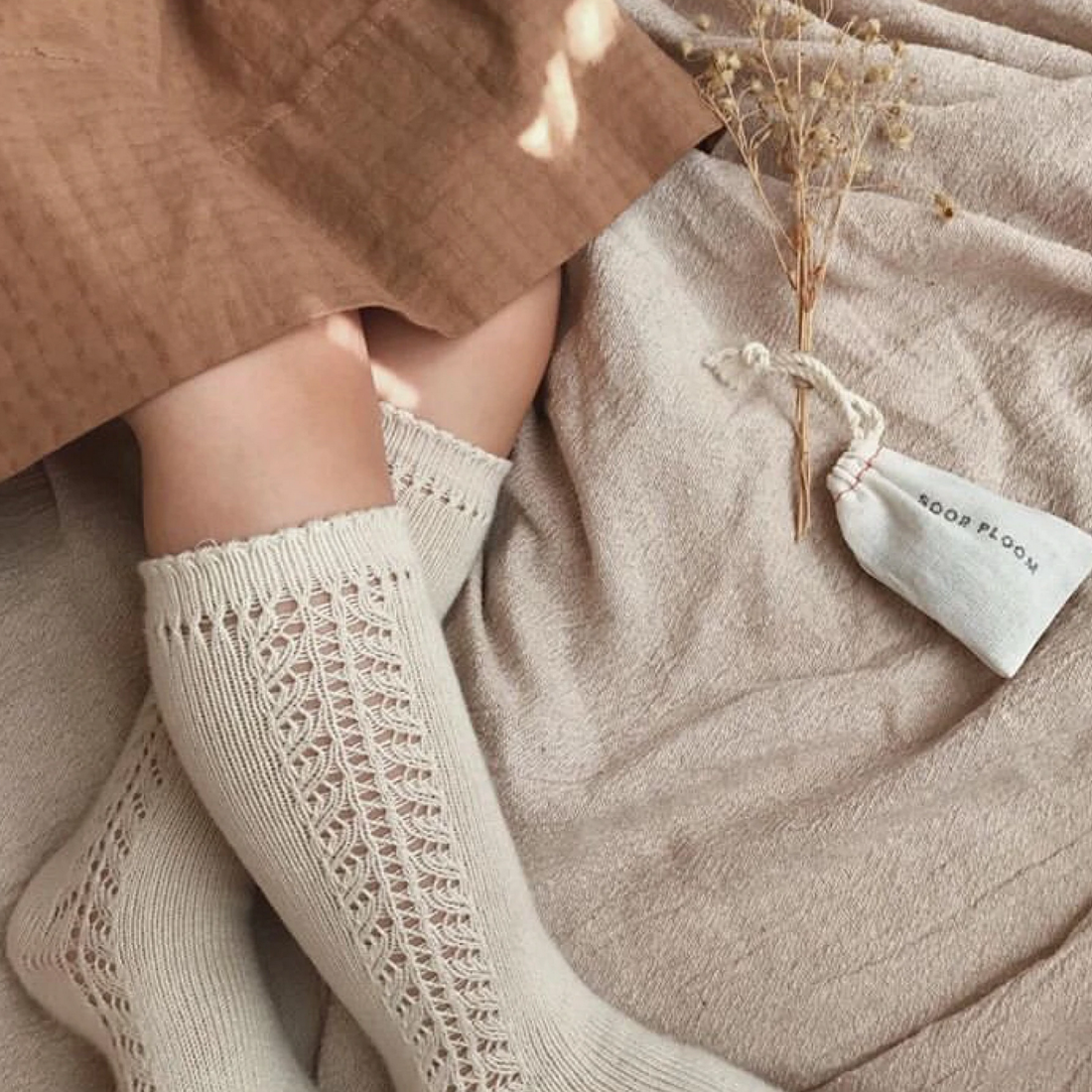 Aster & Oak Organic Cotton Cream Lace Socks Condor Brand
