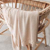 Aster & Oak Organic Cotton Oatmeal Heirloom Baby Blanket Bassinet Close Up