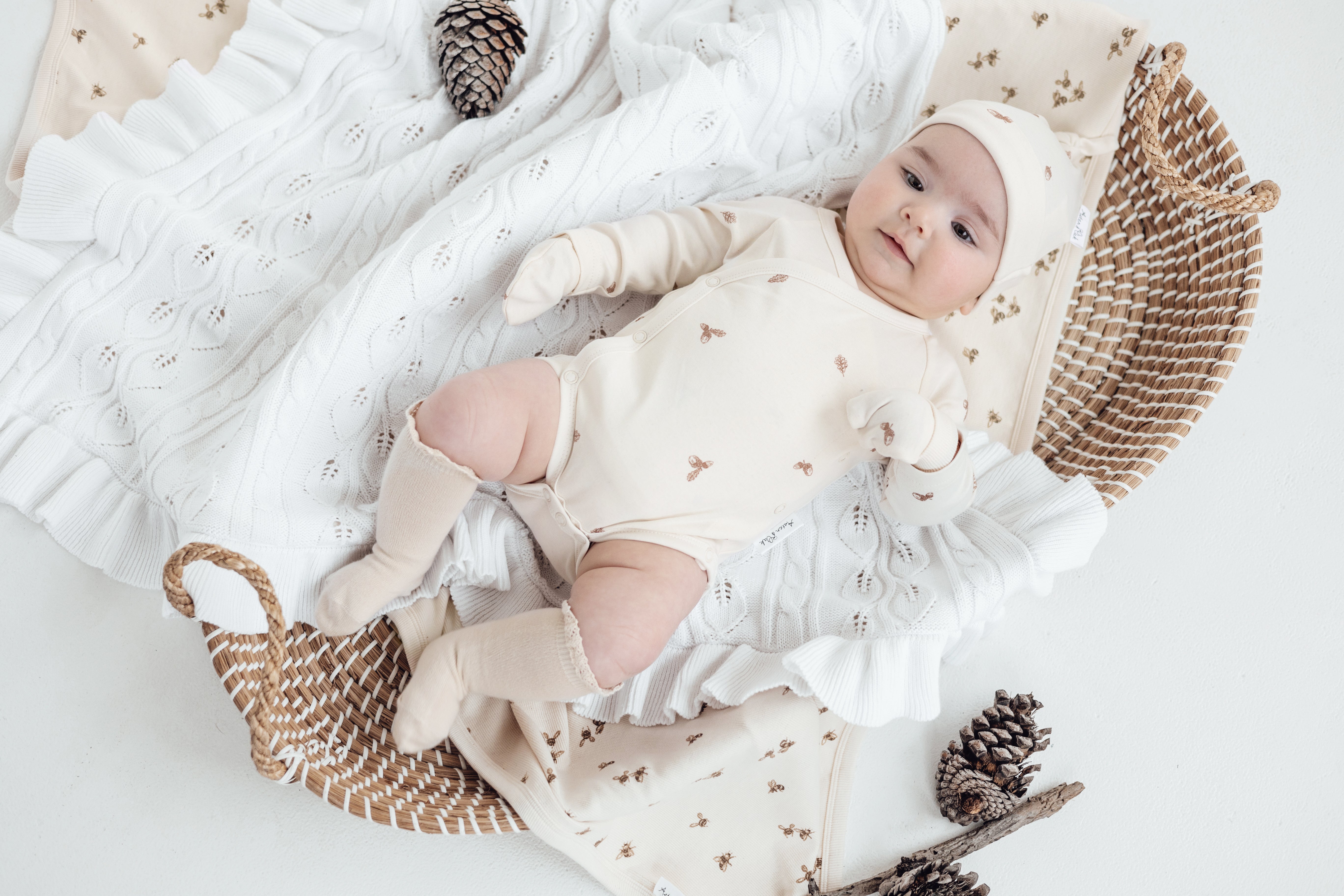 Aster and Oak Baby Girl Orchid Daisy Embroidered Romper