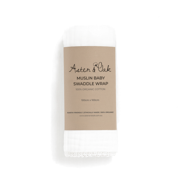 White Muslin Lace Baby Blanket