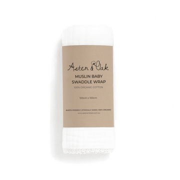 White Muslin Lace Baby Blanket