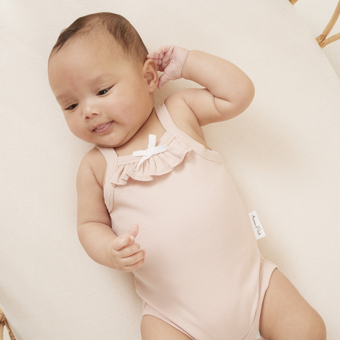 Baby Girls Petal Pink Rib Singlet Onesie Bodysuit