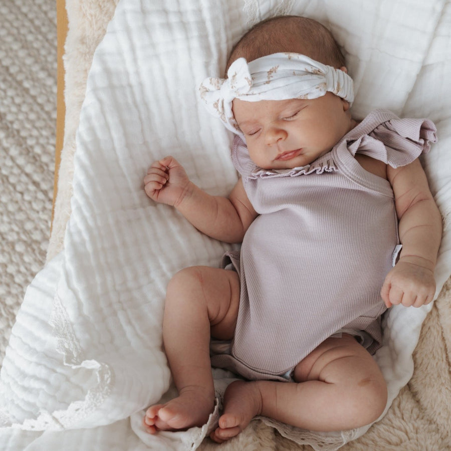 Baby Girls Ribbed Iris Rib Singlet Onesie Flutter Bodysuit