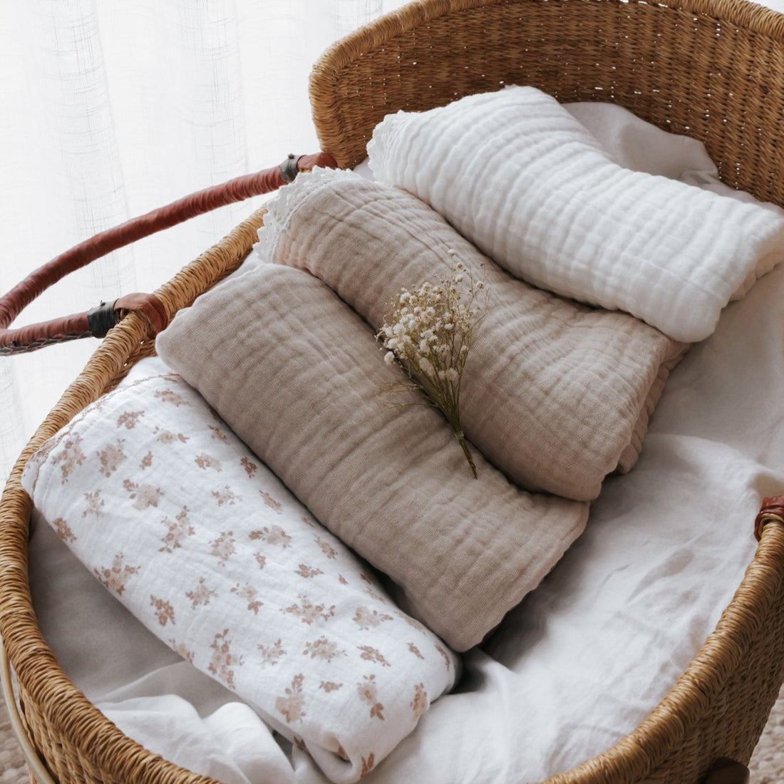 Baby Girl Natural Cotton Swaddle Sand Muslin Lace Blanket