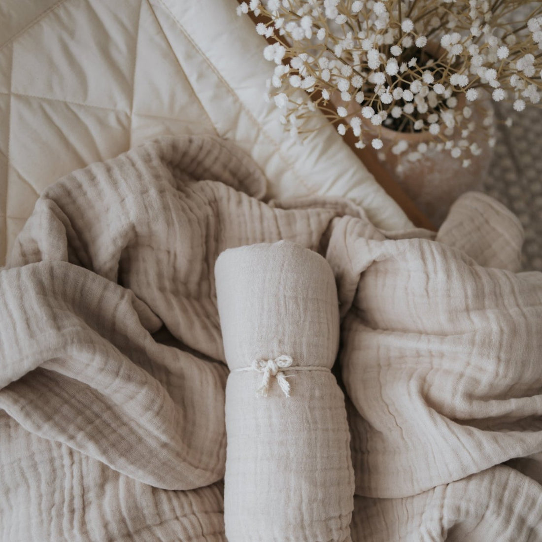 Cotton Natural Sand Muslin Baby Blanket Swaddle Wrap