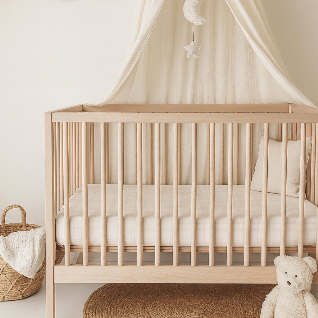 Beige Plaid Flannel Cot Sheet