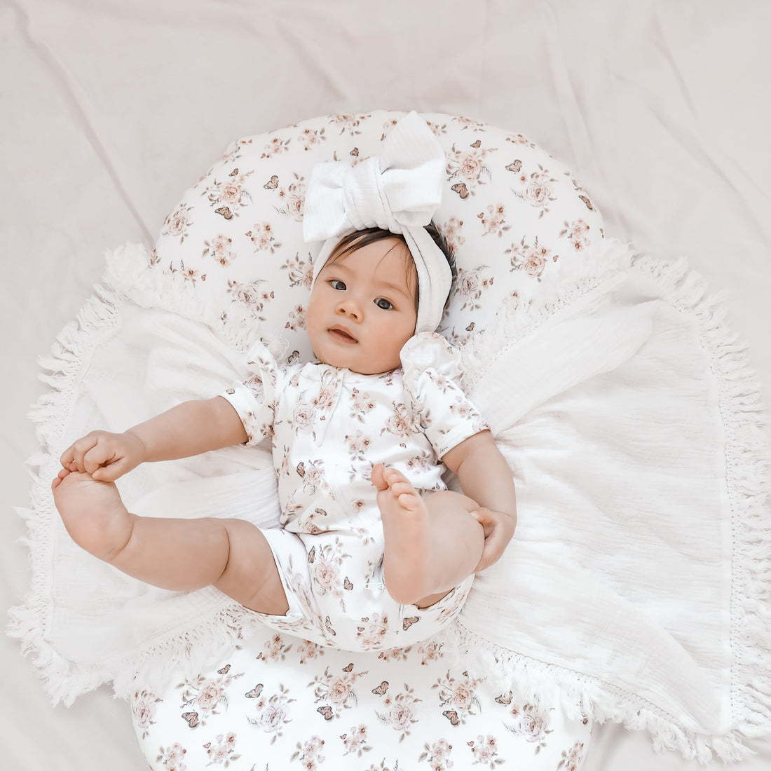 Baby Girls Butterfly Garden Zip Romper Bodysuit Floral