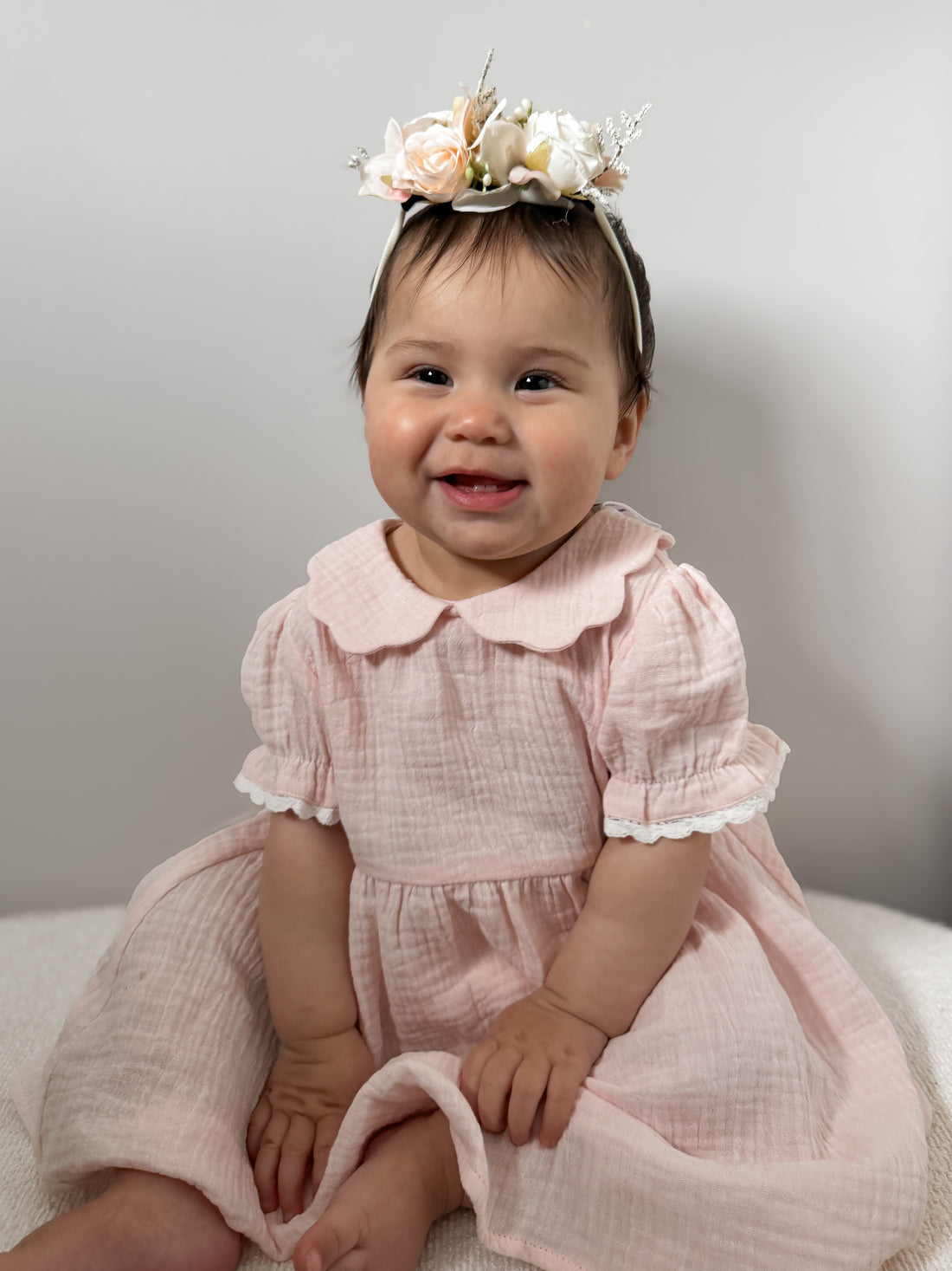 Pale Pink Muslin Trim Dress