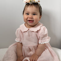 Pale Pink Muslin Trim Dress