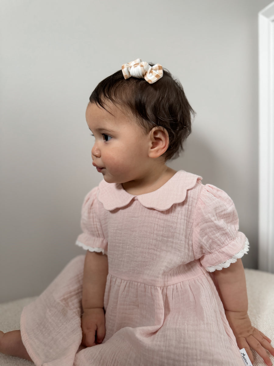 Pale Pink Muslin Trim Dress