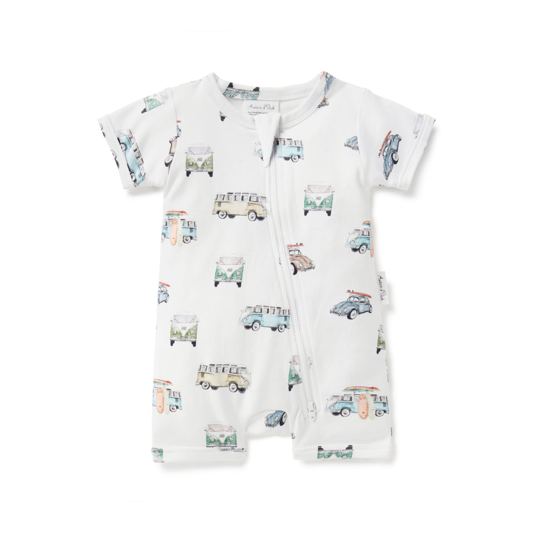 Beach Life Zip Romper Baby Boys Grosuit Cars Van