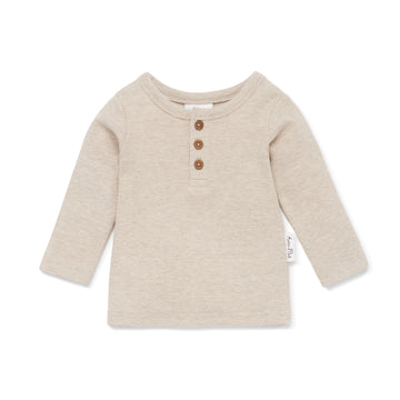 Oatmeal Marle Rib Top Baby Kids Ribbed Soft Essentials