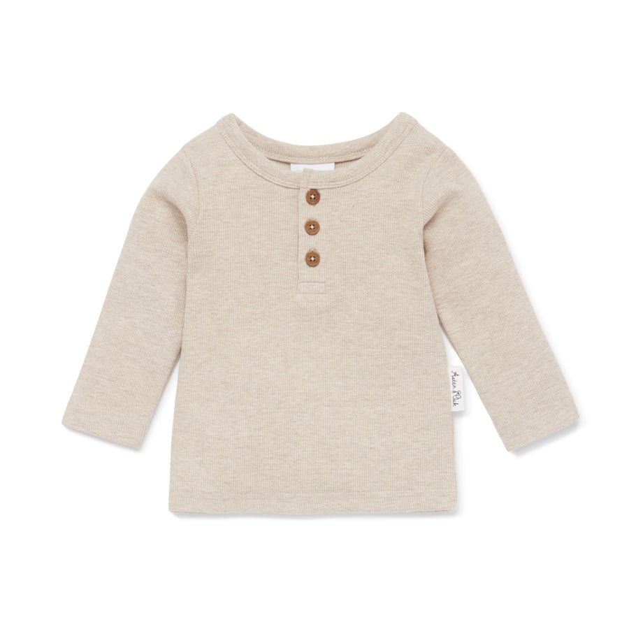 Oatmeal Marle Rib Top Baby Kids Ribbed Soft Essentials