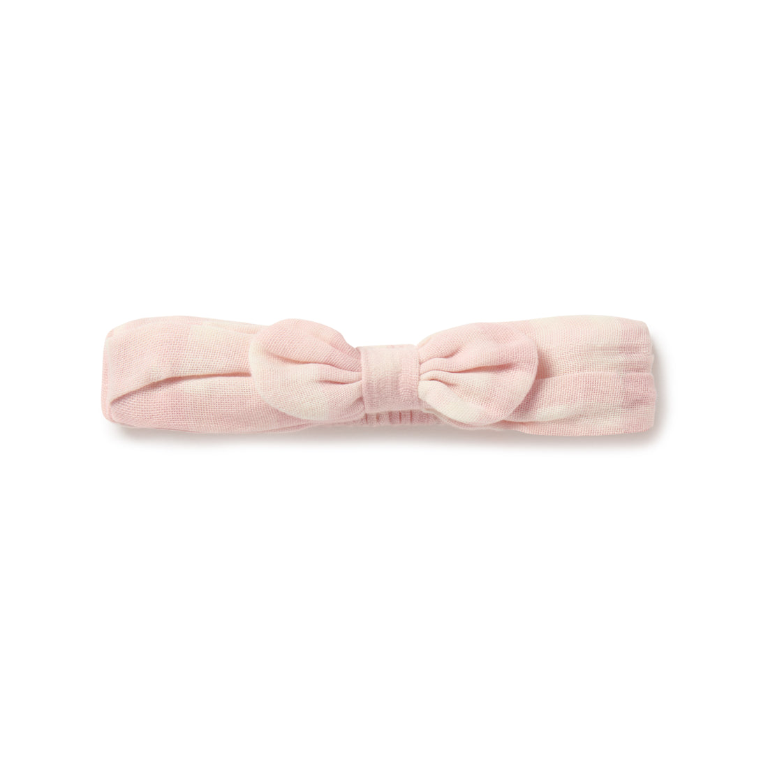 Baby Girls Pink Gingham Muslin Headband Bow 
