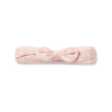 Baby Girls Pink Gingham Muslin Headband Bow 