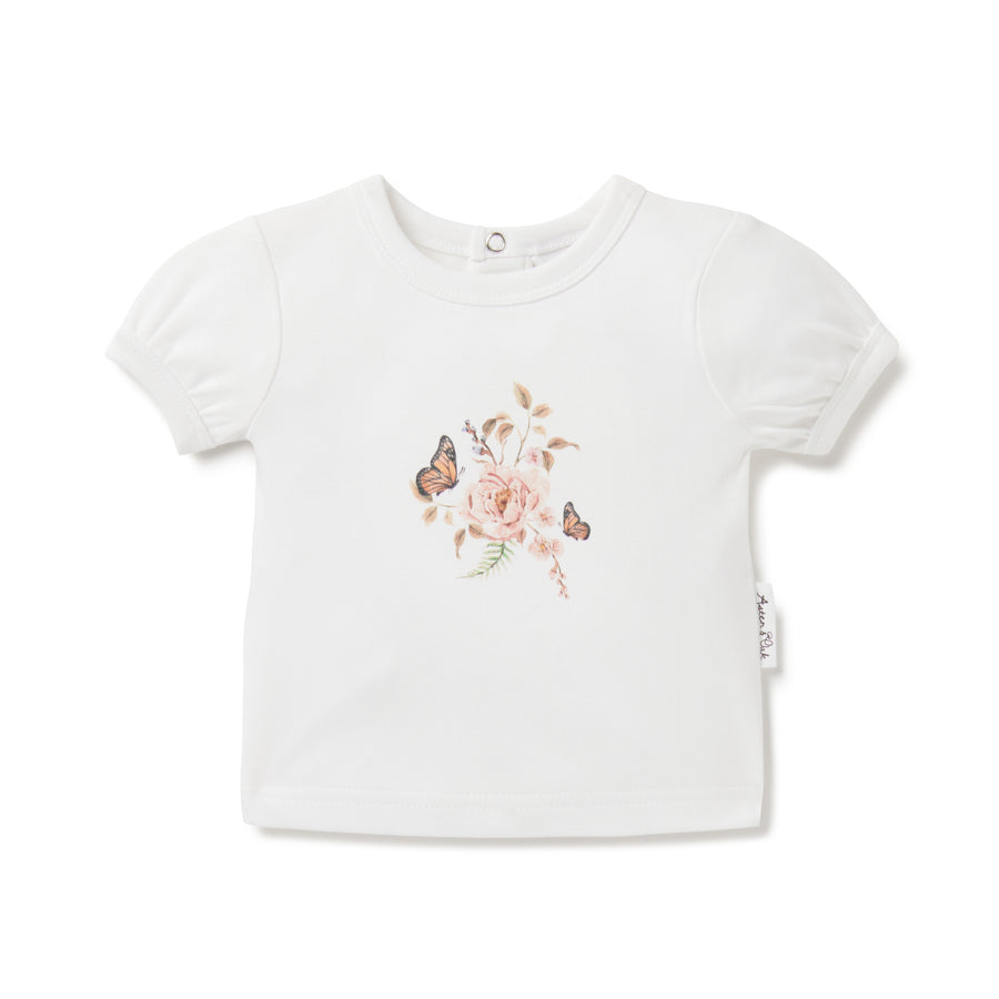 Baby & Toddler Girls Butterfly Garden Print Top Tee White