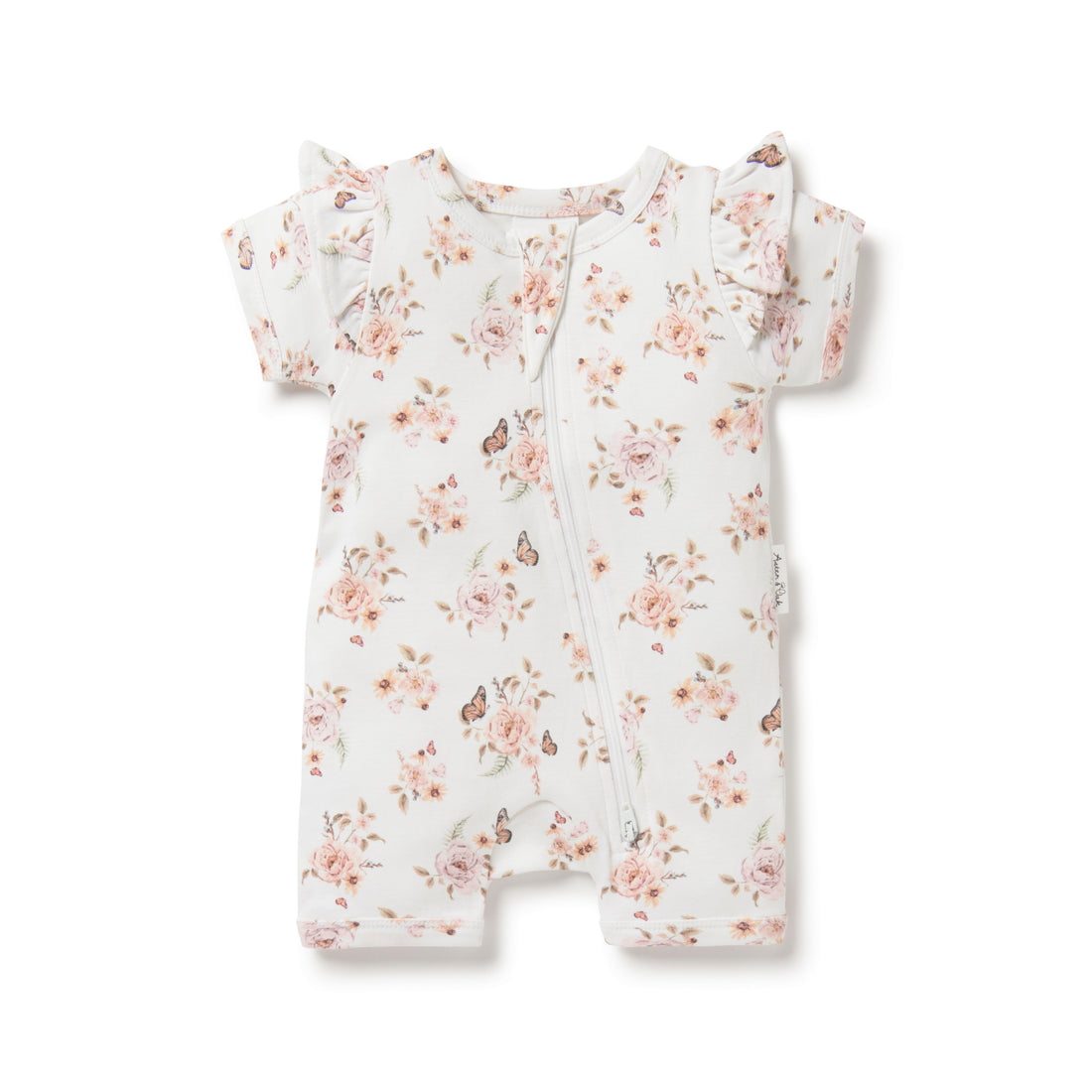 Baby Girls Butterfly Garden Zip Romper Bodysuit Floral