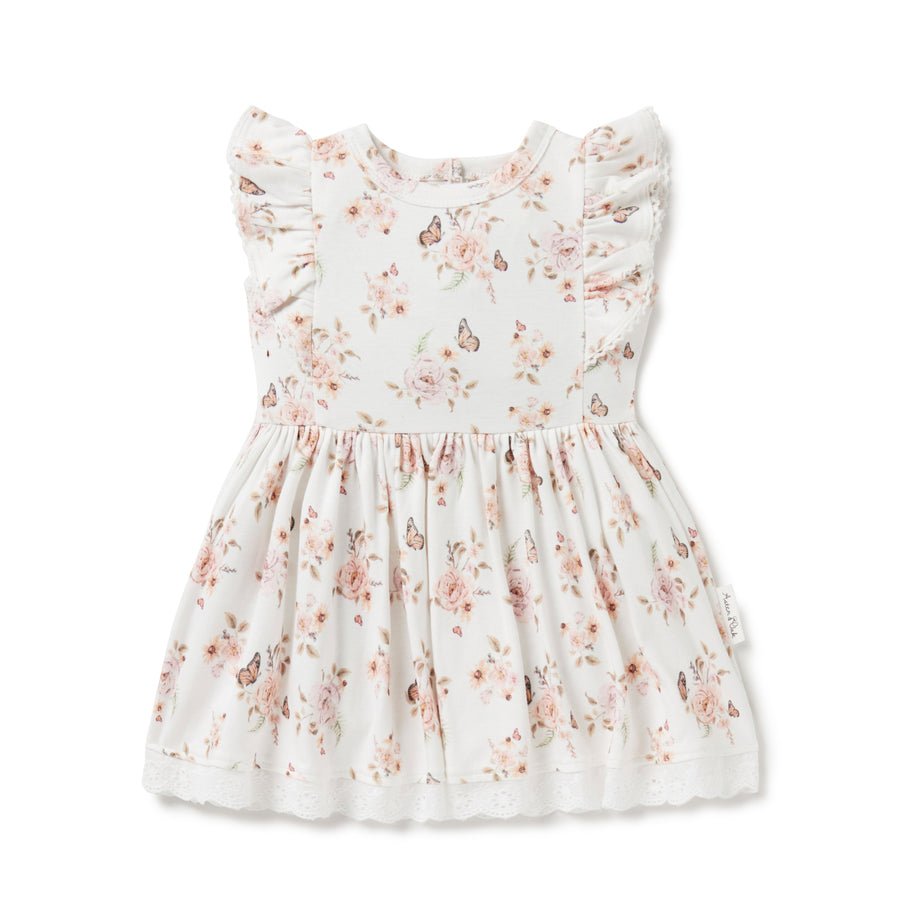 Baby & Toddler Girls Floral Butterfly Garden Ruffle Dress White