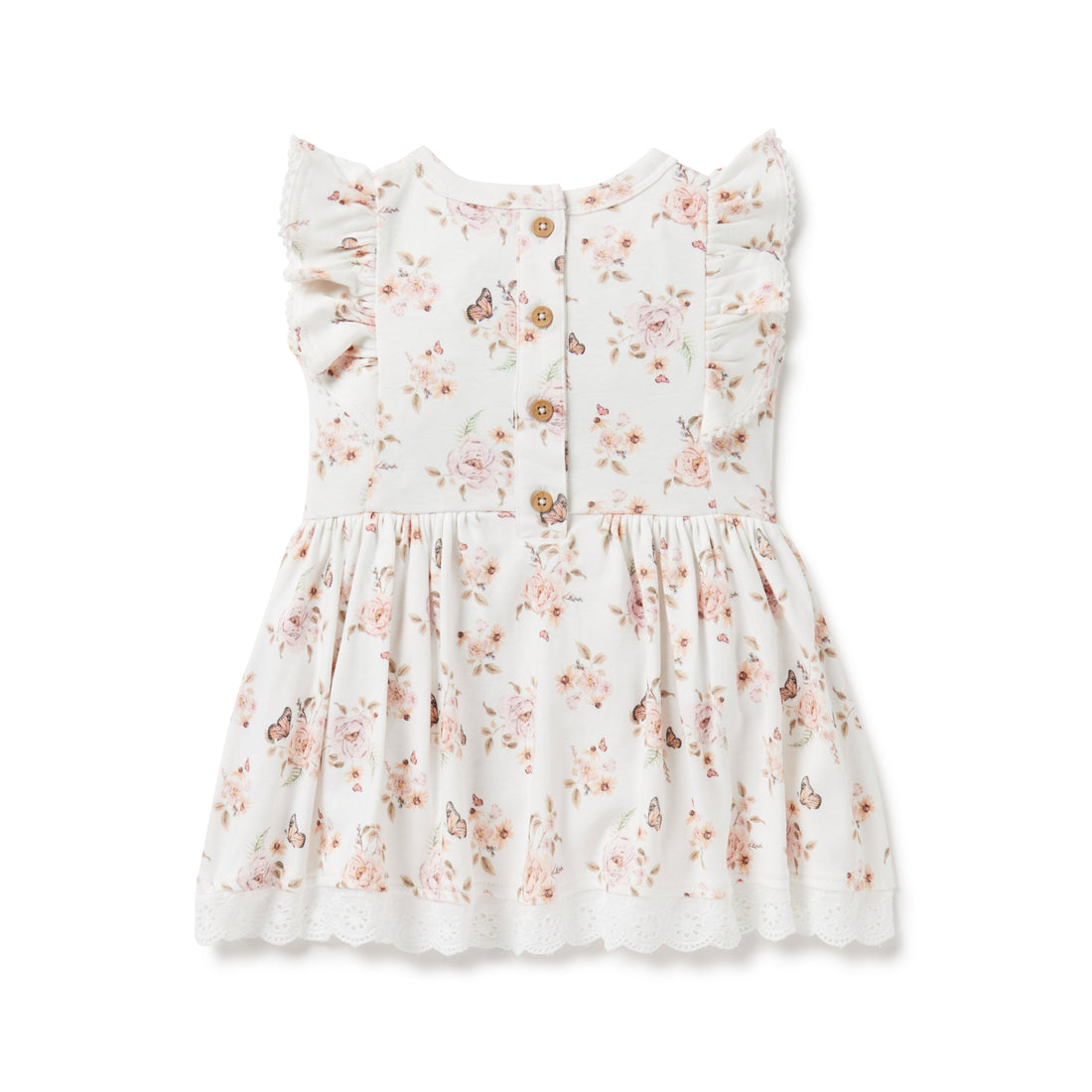 Baby & Toddler Girls Floral Butterfly Garden Ruffle Dress White
