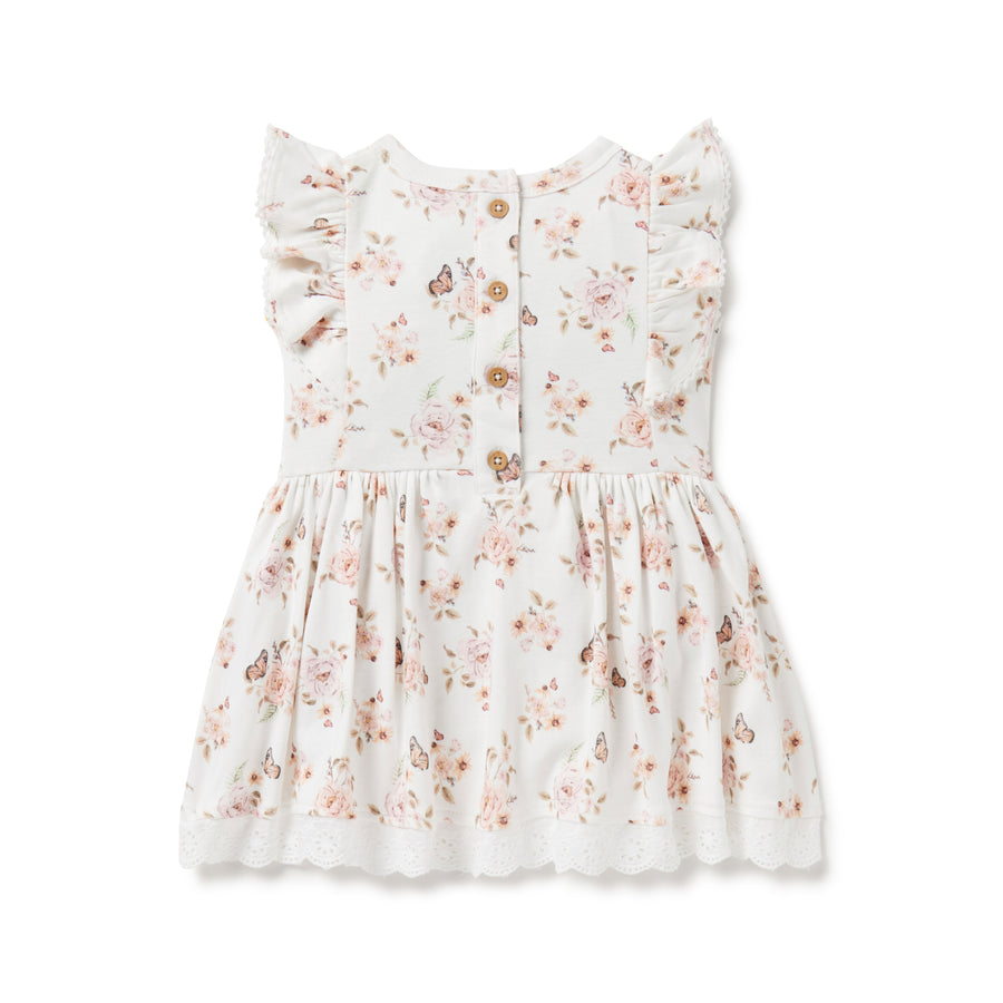 Baby & Toddler Girls Floral Butterfly Garden Ruffle Dress White