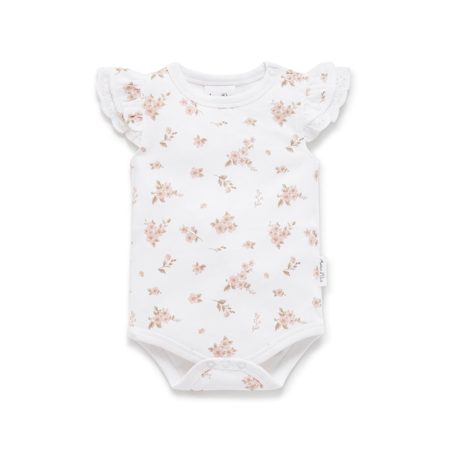 Aster & Oak Organic Cotton Girls Pretty Blossom AOP Onesie