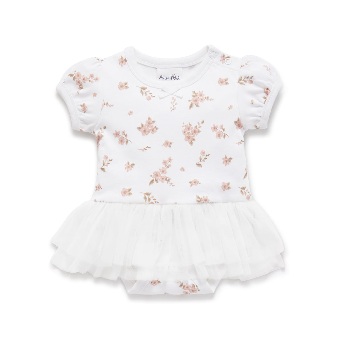 Organic Cotton Floral Blossom Tutu Onesie White Tulle