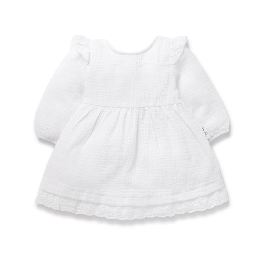 White Muslin Flutter Dress