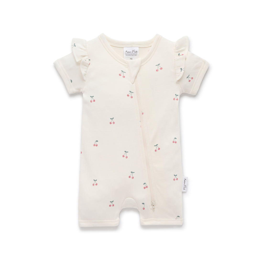 Cherry Short Sleeve Zip Romper