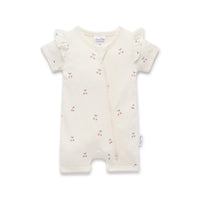 Cherry Short Sleeve Zip Romper