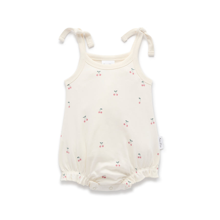 Cherry Bubble Tie Romper