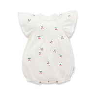 Cherry Embroidered Knit Romper