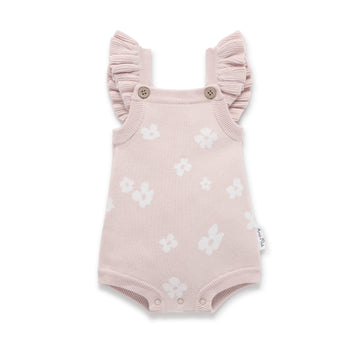 Flower Ruffle Knit Romper