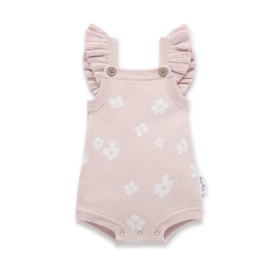 Flower Ruffle Knit Romper