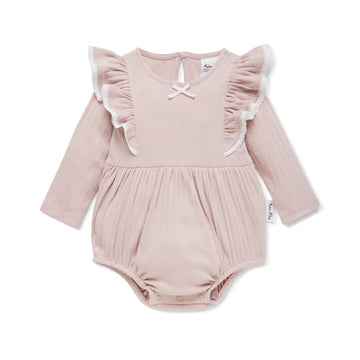 Baby Girl Ruffle Pink Violet Ice Bubble Romper