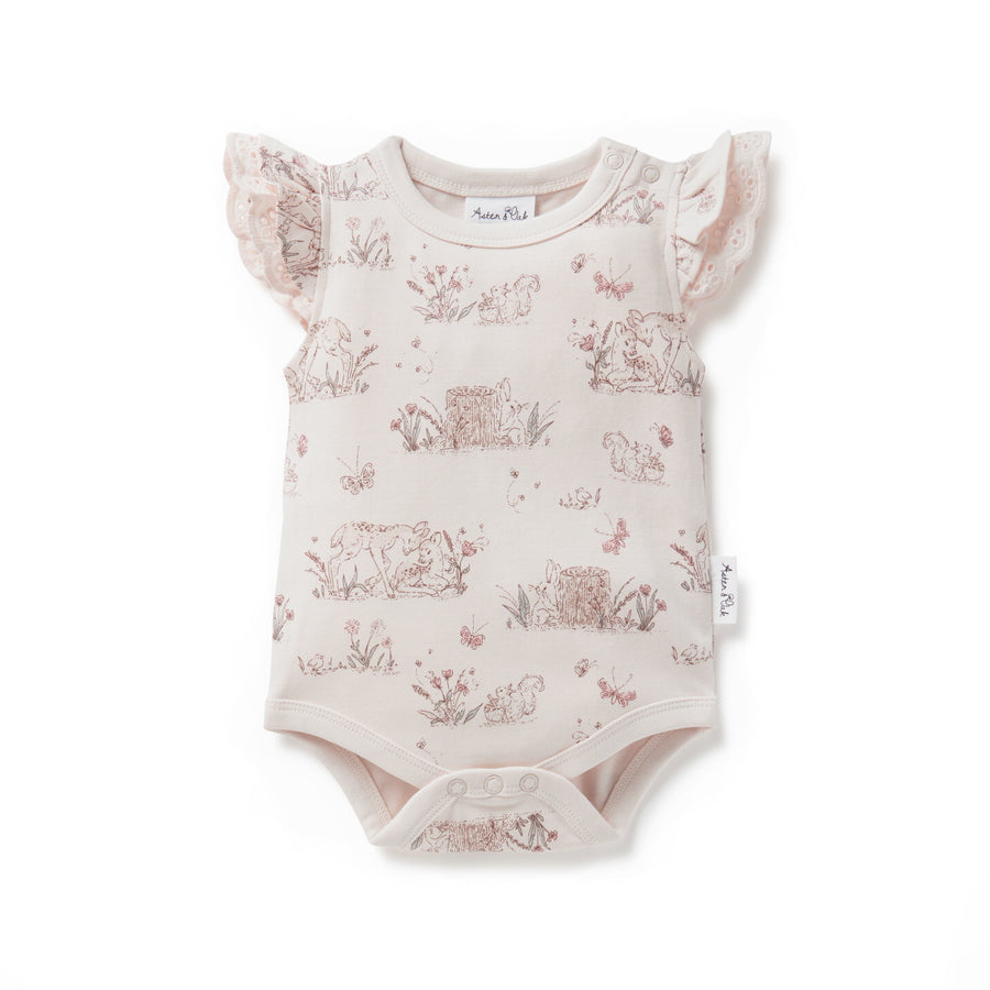 Baby girls fawn deer pink Meadow Flutter Onesie bodysuit