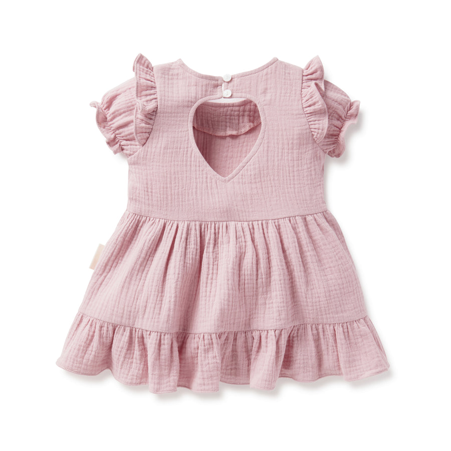 Baby & Girls Pink Summer Ruffle Rosette Muslin Dress 